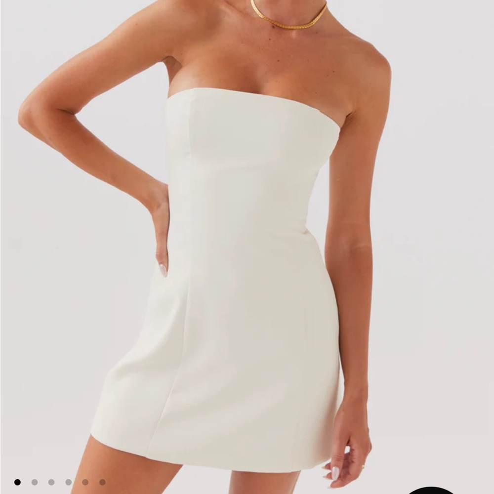 peppermayo cream strapless dress